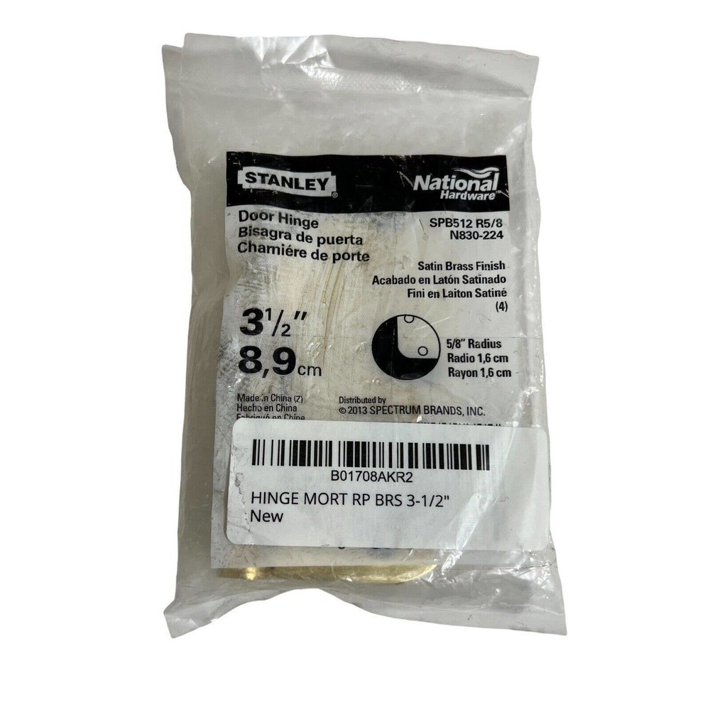 Stanley National Hardware Satin Brass Door Hinge 3-1/2"x 5/8 Radius SPB512 NEW